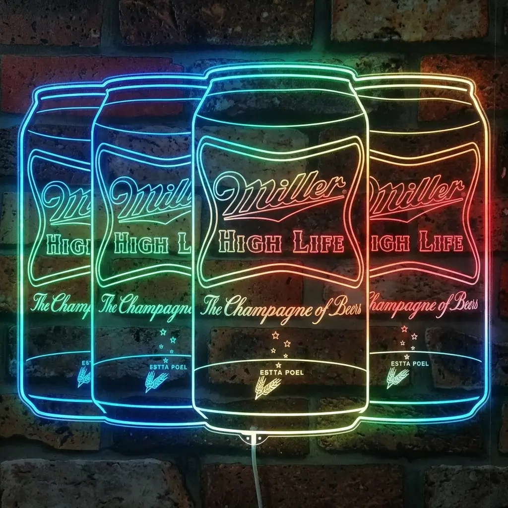 Miller High Life The Champagne Of Beer Can Neon Led Sign With Dynamic Rgb Colors 1