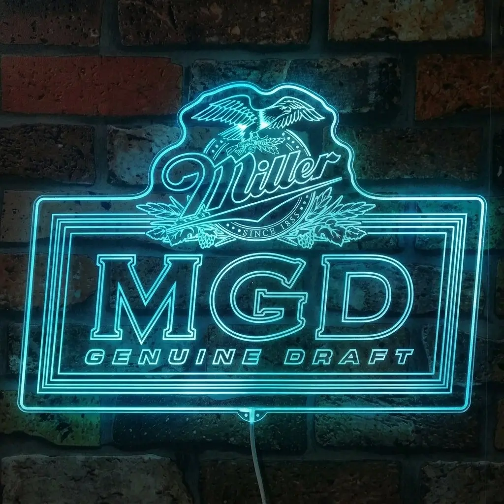 Miller Lite Mgd Genuine Draft Beer Neon Led Sign With Dynamic Rgb Colors 3