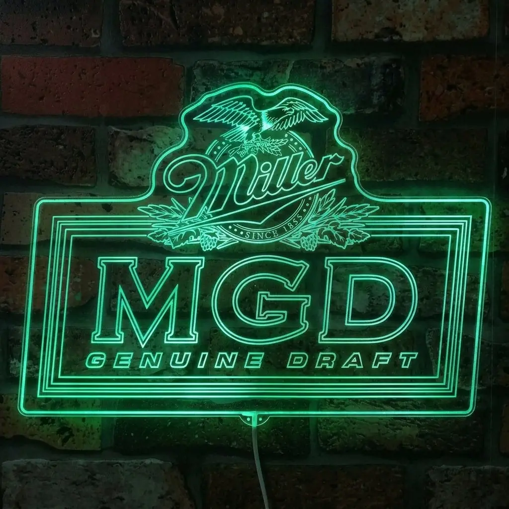 Miller Lite Mgd Genuine Draft Beer Neon Led Sign With Dynamic Rgb Colors 4