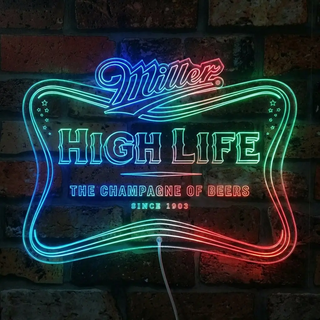 Miller Lite Soft Cross Since 1903 Neon Led Sign With Dynamic Rgb Colors 1