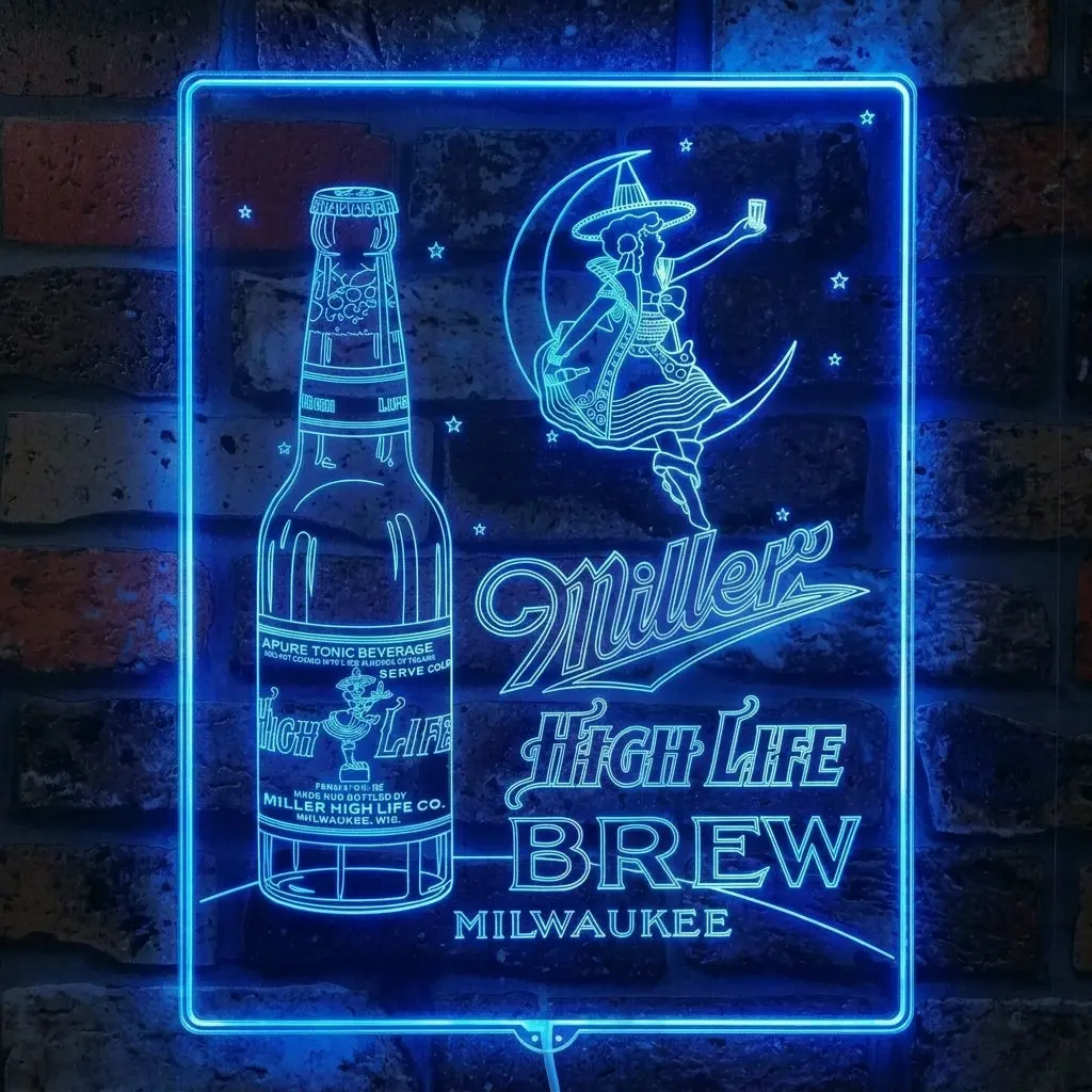 Miller High Life Girl Milwaukee Brew Neon Led Sign With Dynamic Rgb Colors 4