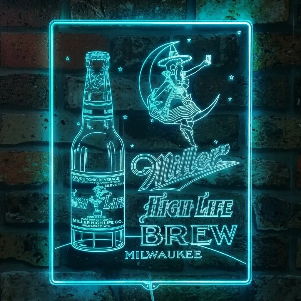 Miller High Life Girl Milwaukee Brew Neon Led Sign With Dynamic Rgb Colors 2