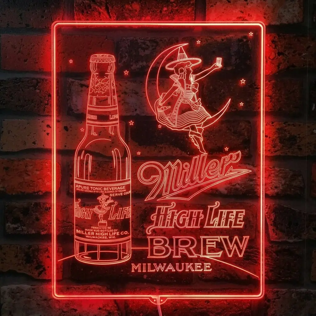 Miller High Life Girl Milwaukee Brew Neon Led Sign With Dynamic Rgb Colors 3
