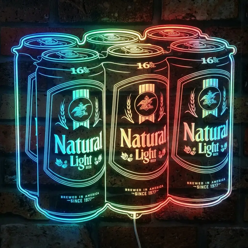Natural Light Beer Cans Neon Led Sign With Dynamic Rgb Colors 1