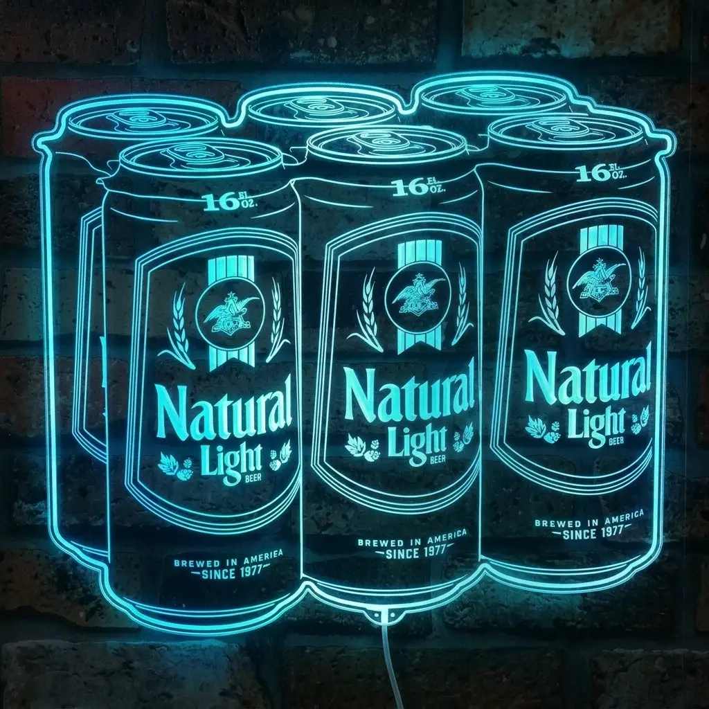 Natural Light Beer Cans Neon Led Sign With Dynamic Rgb Colors 2