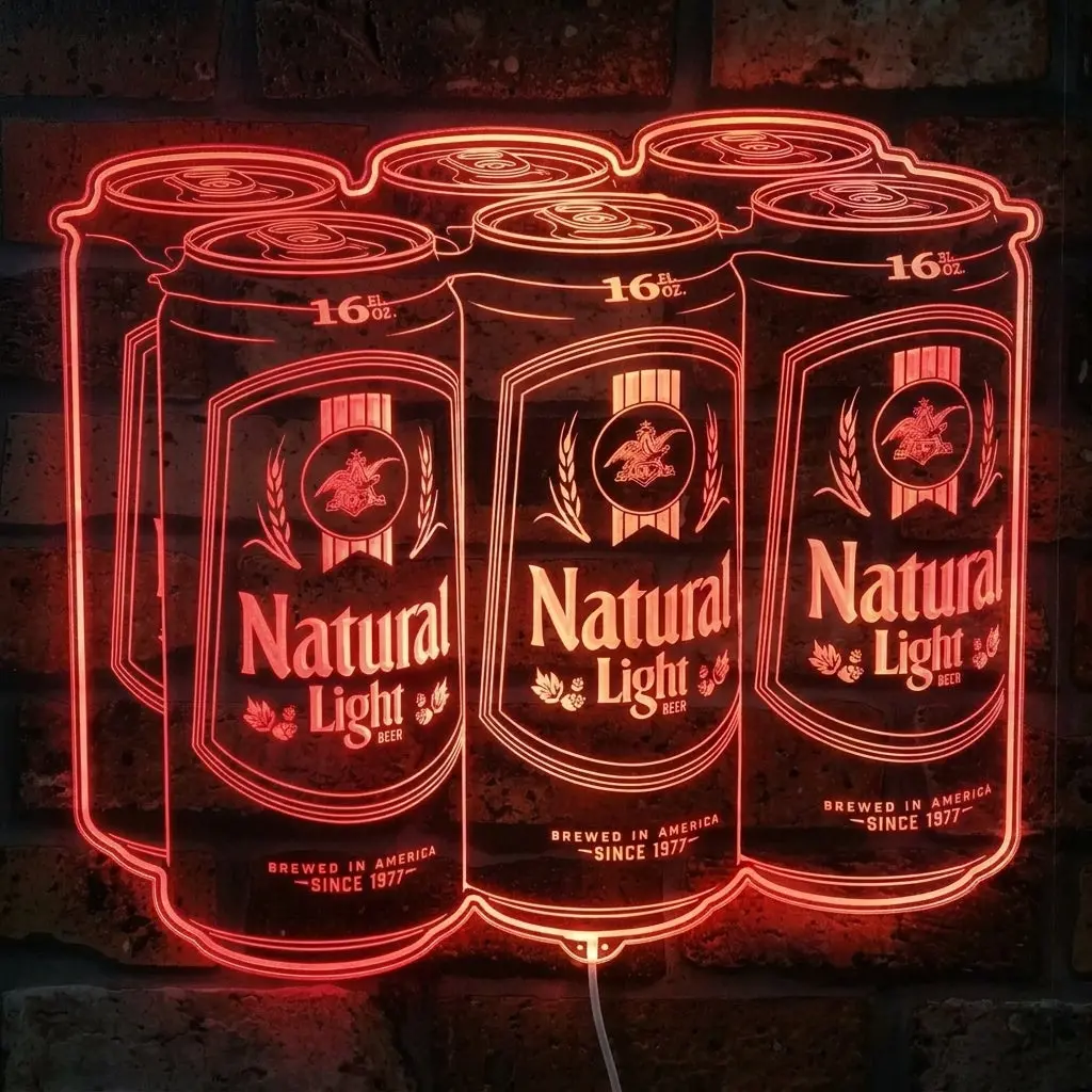 Natural Light Beer Cans Neon Led Sign With Dynamic Rgb Colors 3