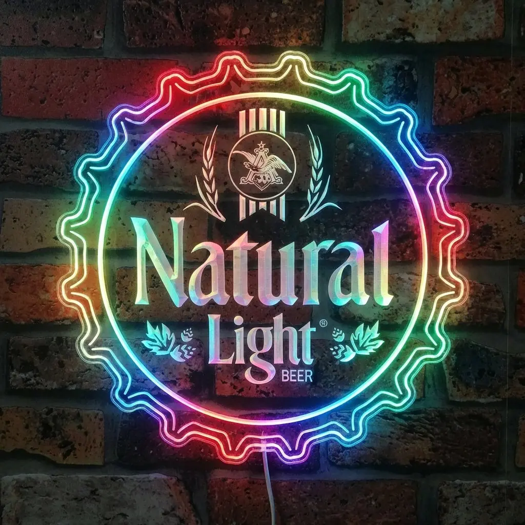 Natural Light Beer Bottle Cap Neon Led Sign With Dynamic Rgb Colors 1