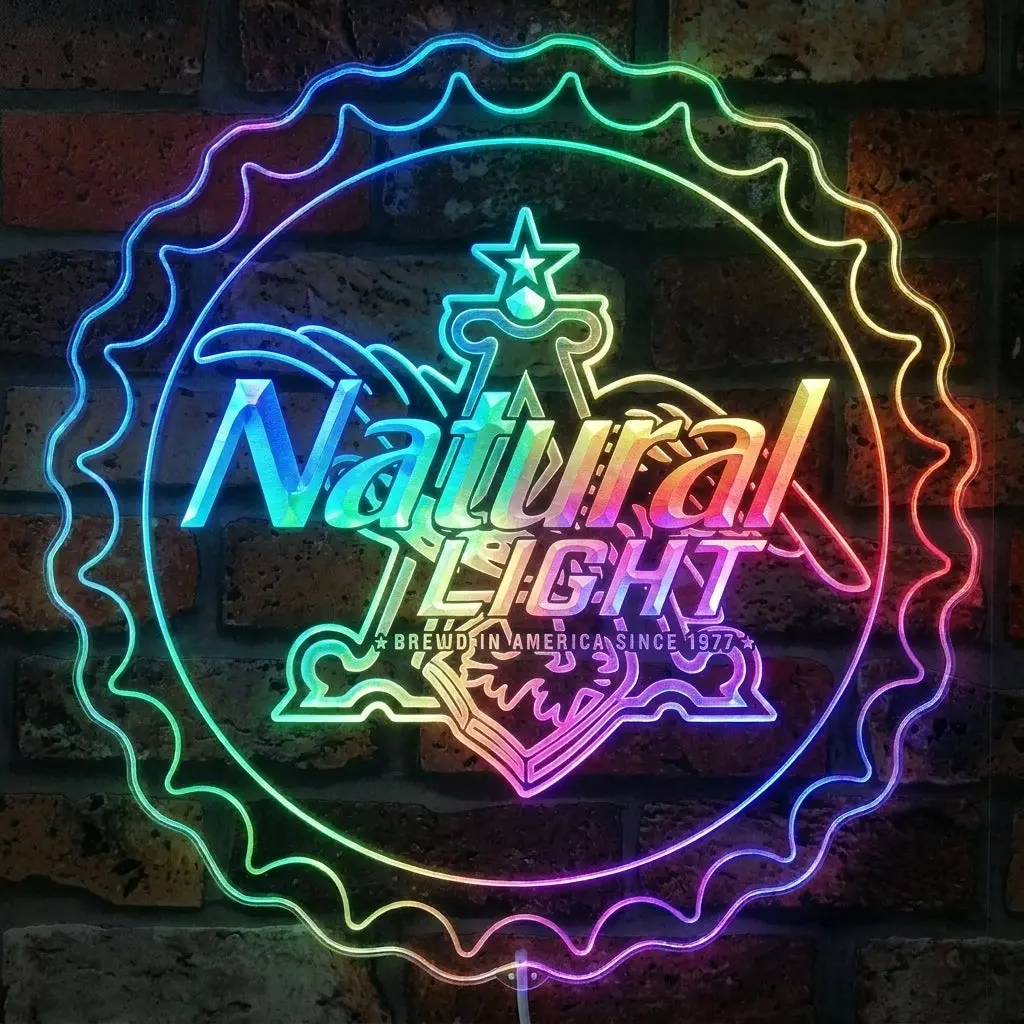 Natural Light Beer Bottle Cap Neon Led Sign With Dynamic Rgb Colors 1