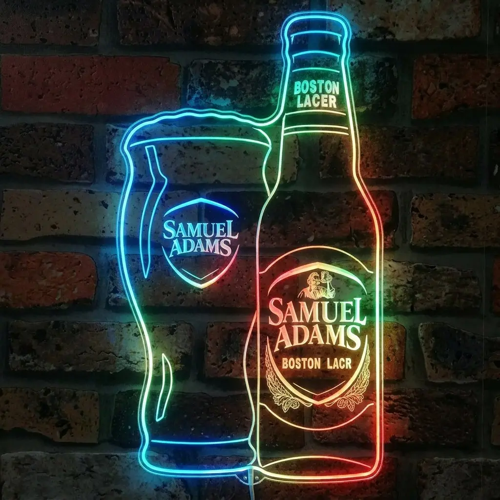 Samuel Adam Boston Larger Bottle And Mug Neon Led Sign With Dynamic Rgb Colors 1