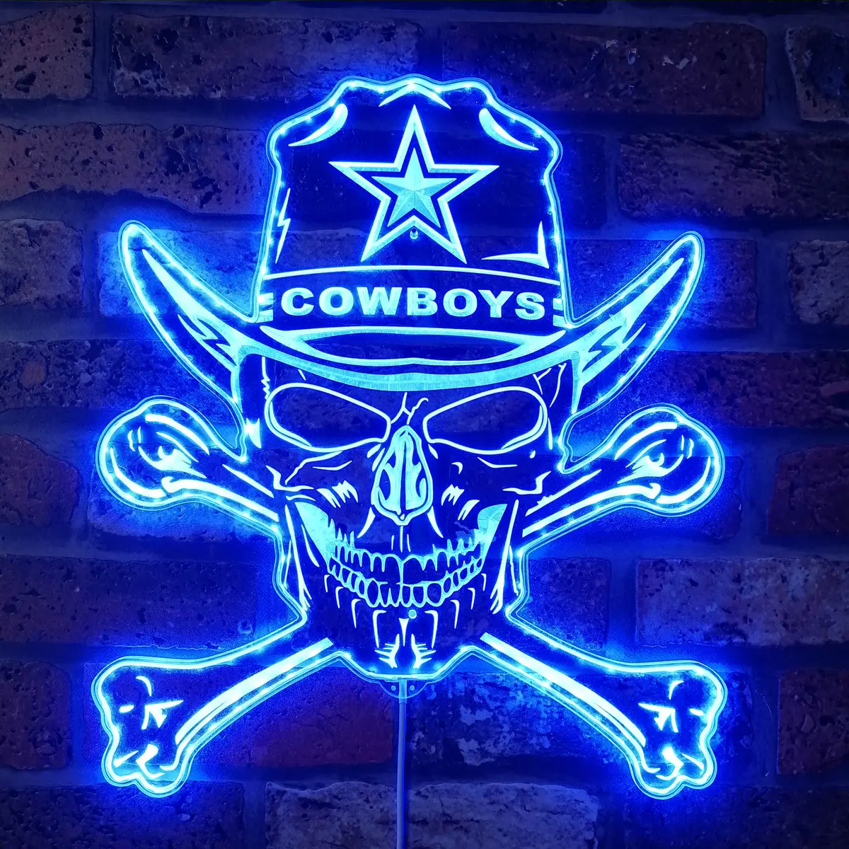 Dallas Cowboys Skull Neon Led Sign With Dynamic Rgb Colors 1