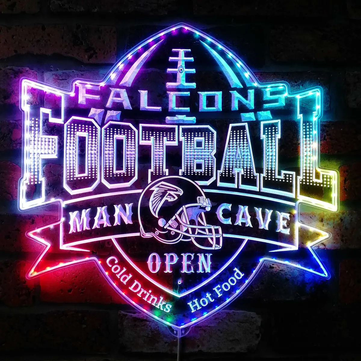 Falcons Man Cave Neon Led Sign With Dynamic Rgb Colors 1