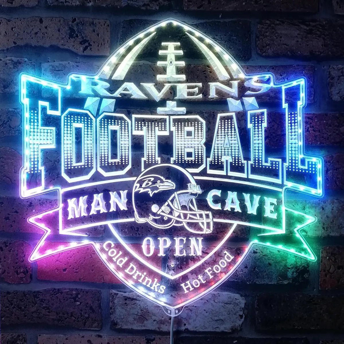 Baltimore Ravens Neon Led Sign With Dynamic Rgb Colors 1