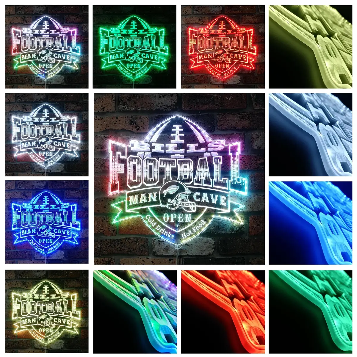Nfl Helmet Buffalo Bills Club Neon Led Sign With Dynamic Rgb Colors 2
