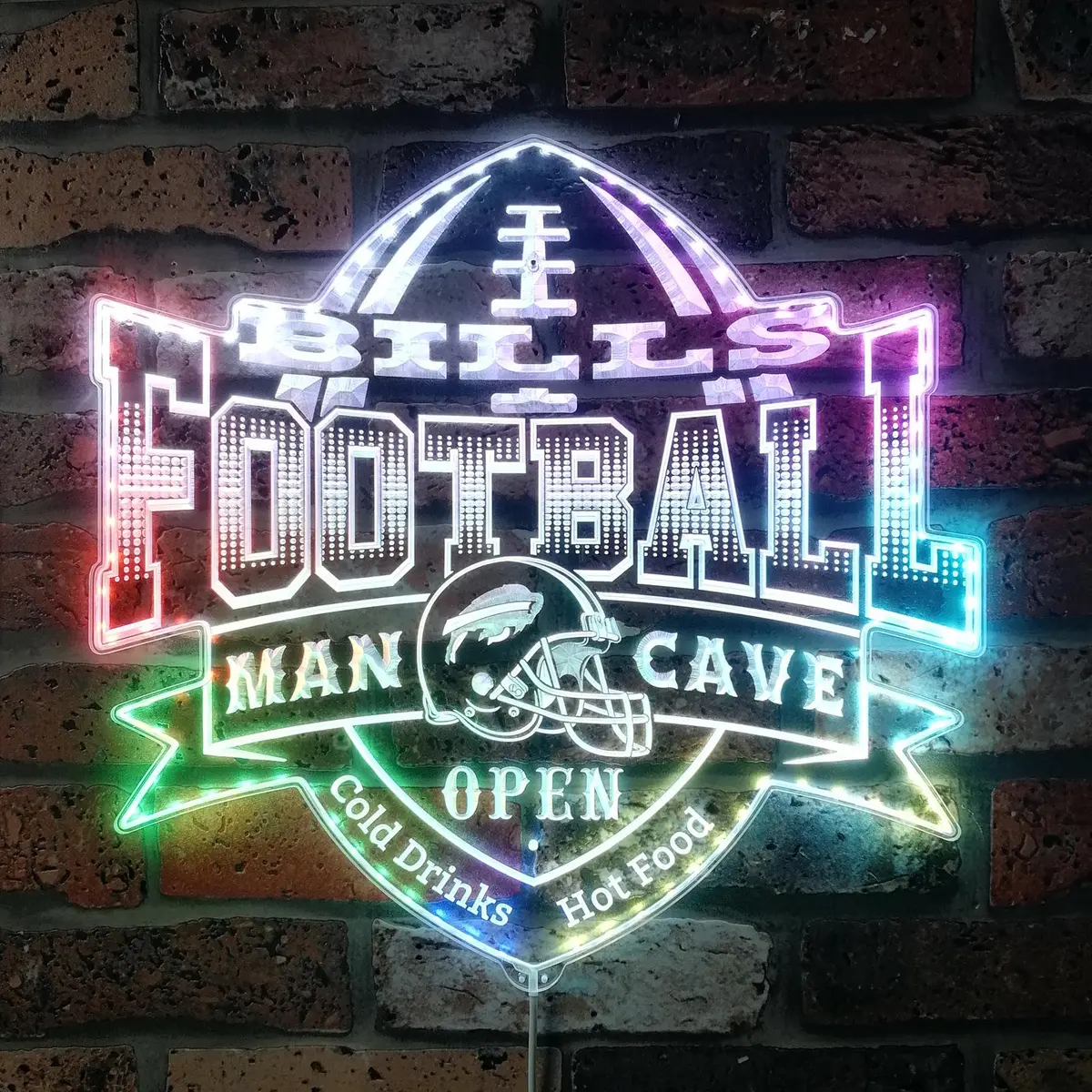 Nfl Helmet Buffalo Bills Club Neon Led Sign With Dynamic Rgb Colors 1