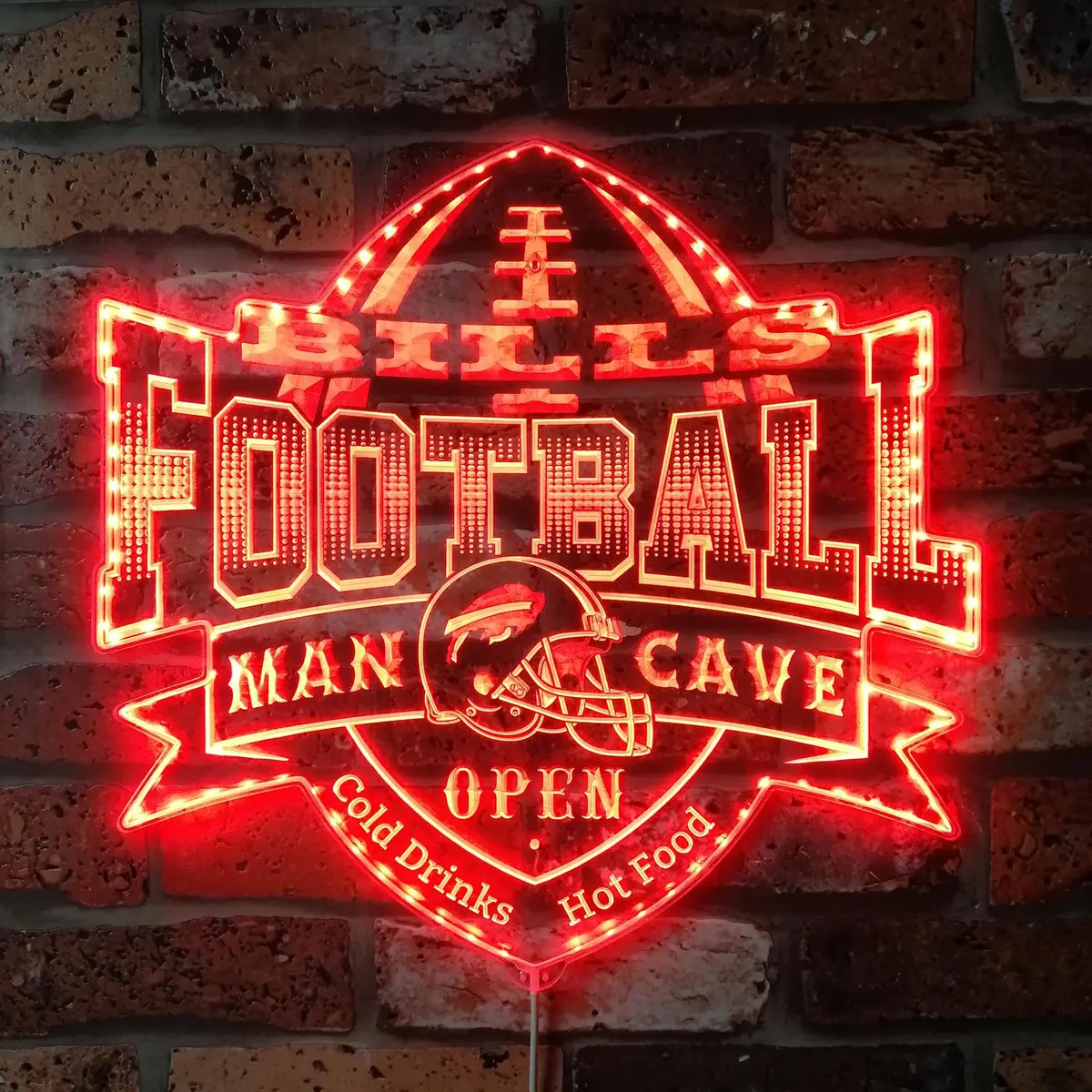 Nfl Helmet Buffalo Bills Club Neon Led Sign With Dynamic Rgb Colors 3