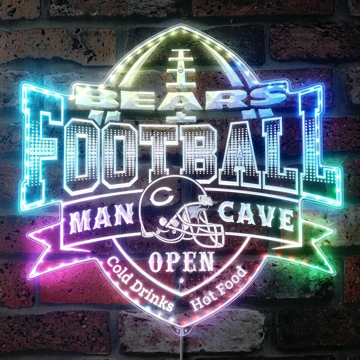 Nfl Helmet Chicago Bears Club Neon Led Sign With Dynamic Rgb Colors 1