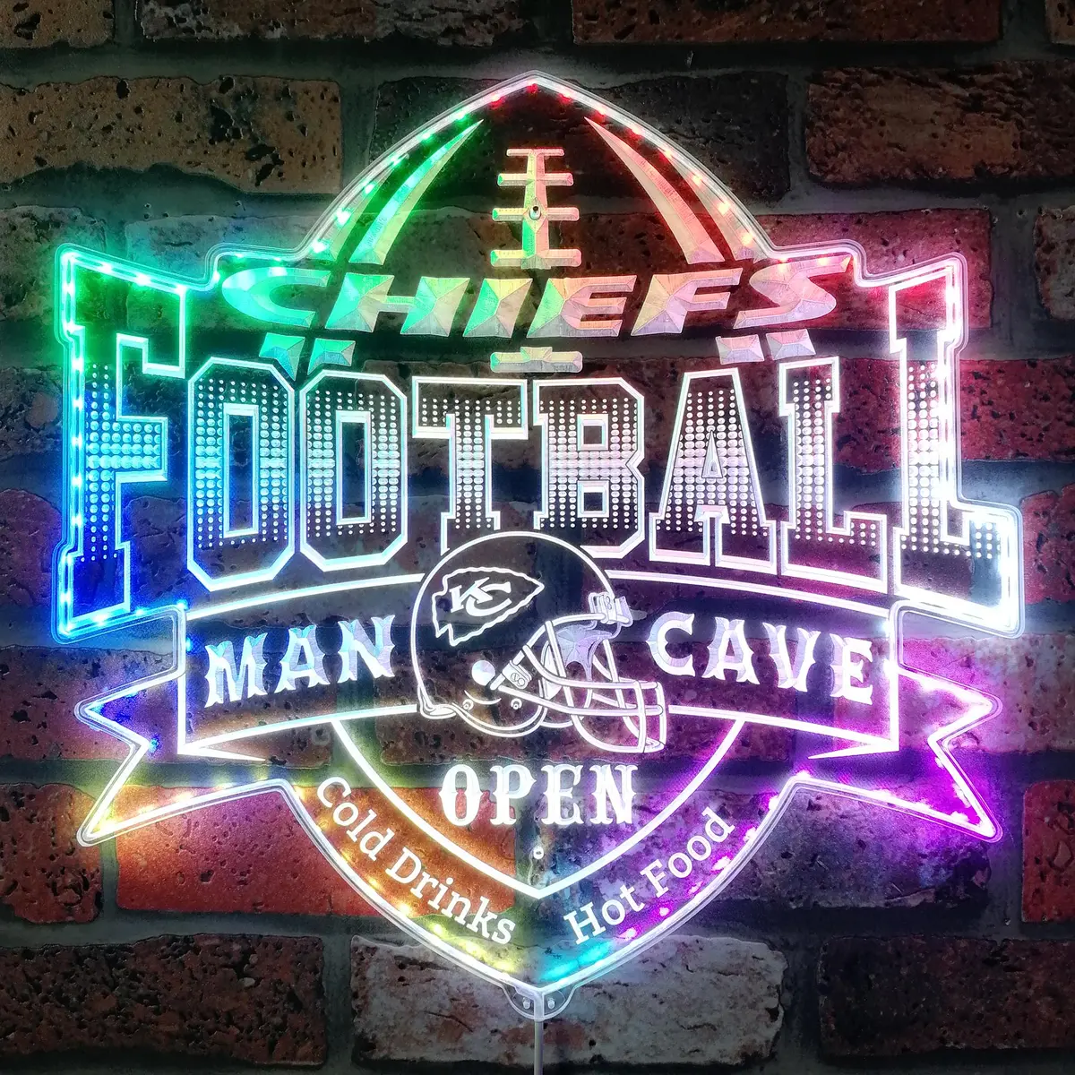 Nfl Kansas City Chiefs Football Neon Led Sign With Dynamic Rgb Colors 1
