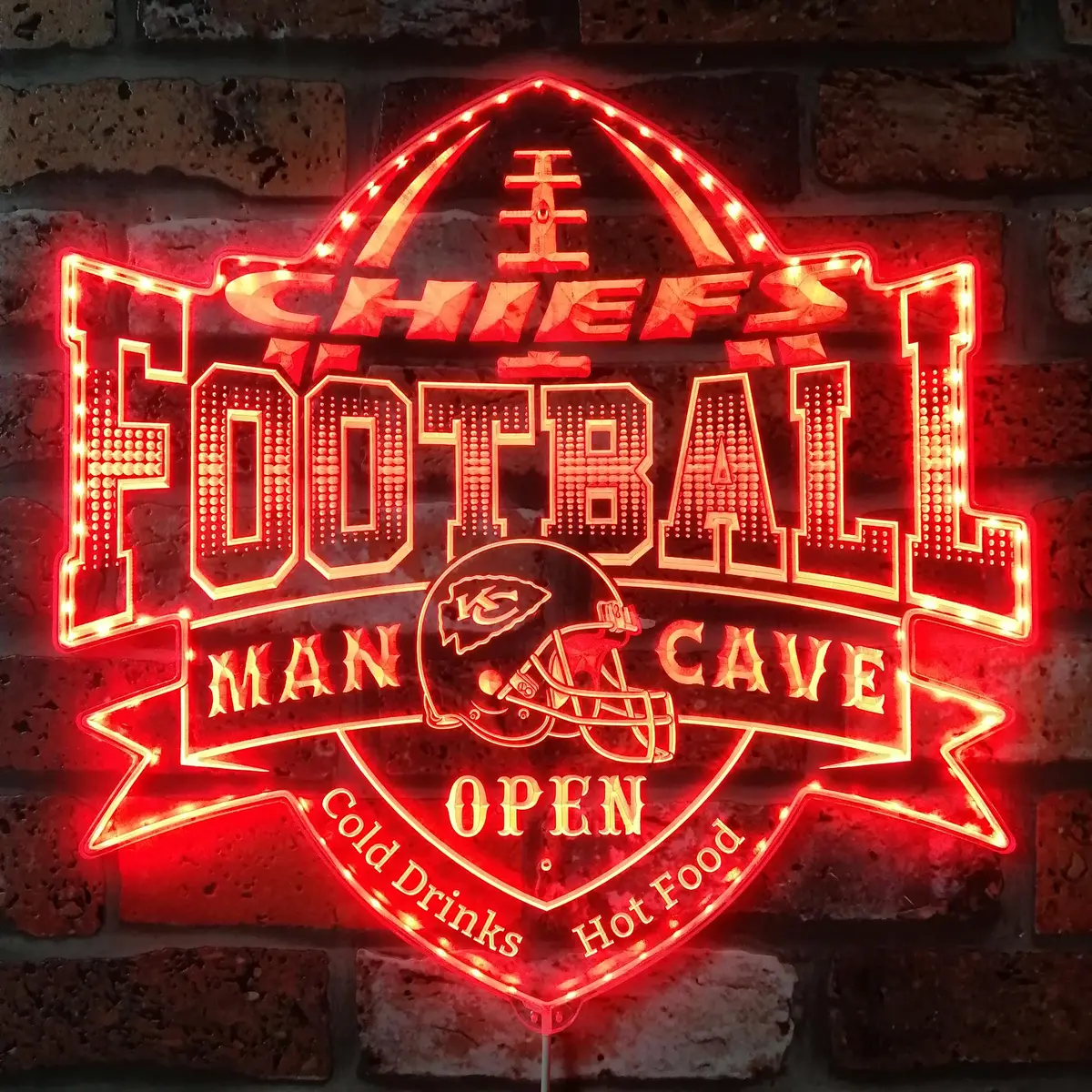 Nfl Kansas City Chiefs Football Neon Led Sign With Dynamic Rgb Colors 3