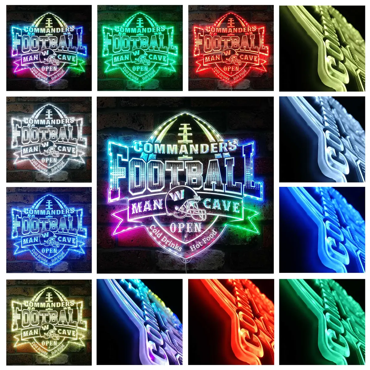 Nfl Washington Commanders Helmet Neon Led Sign With Dynamic Rgb Colors 2