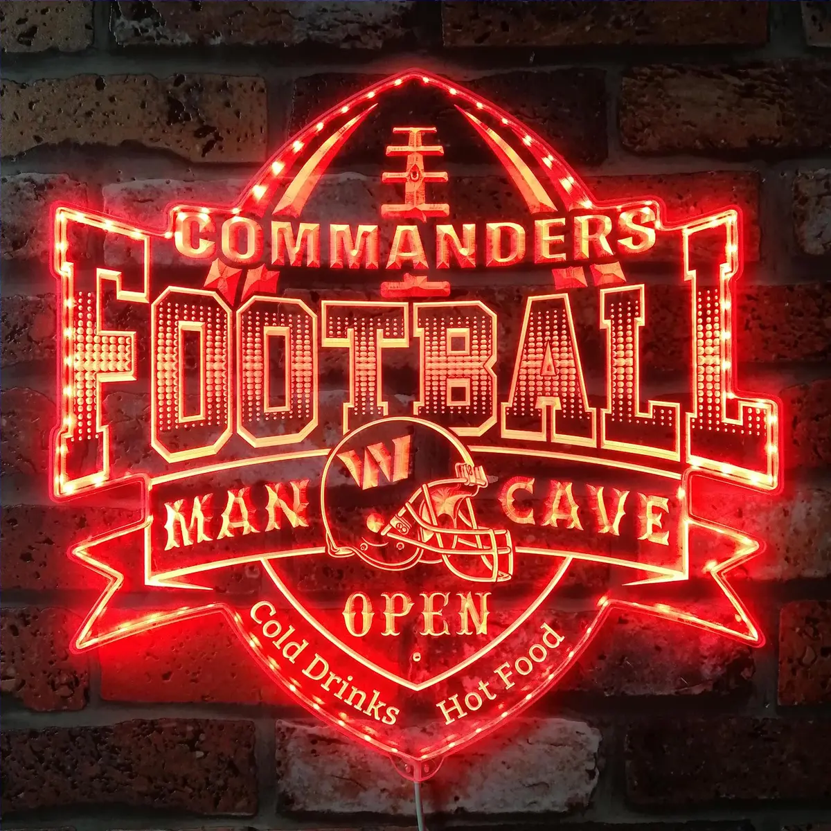 Nfl Washington Commanders Helmet Neon Led Sign With Dynamic Rgb Colors 3