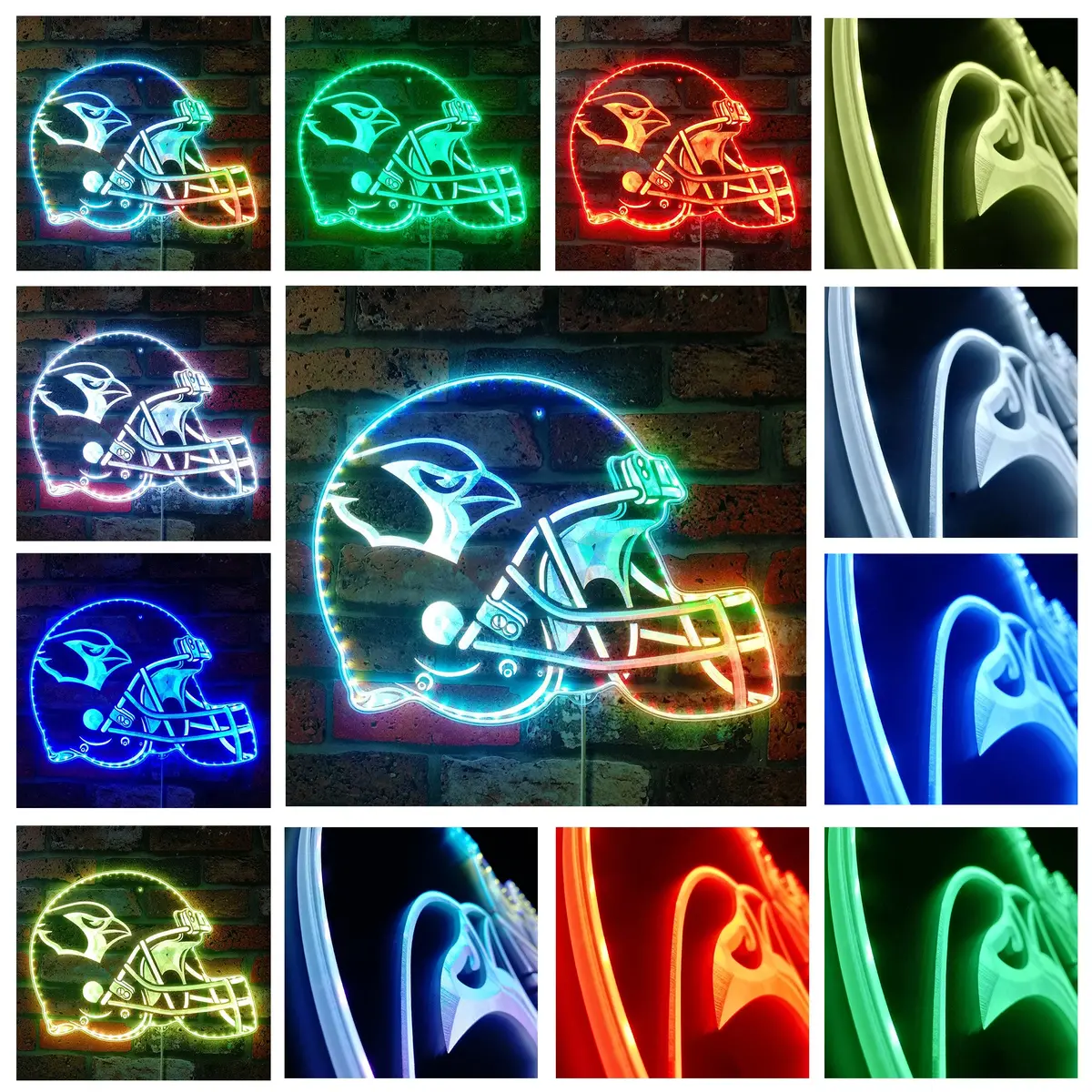 Nfl Helmet Arizona Cardinals Football Neon Led Sign With Dynamic Rgb Colors 2