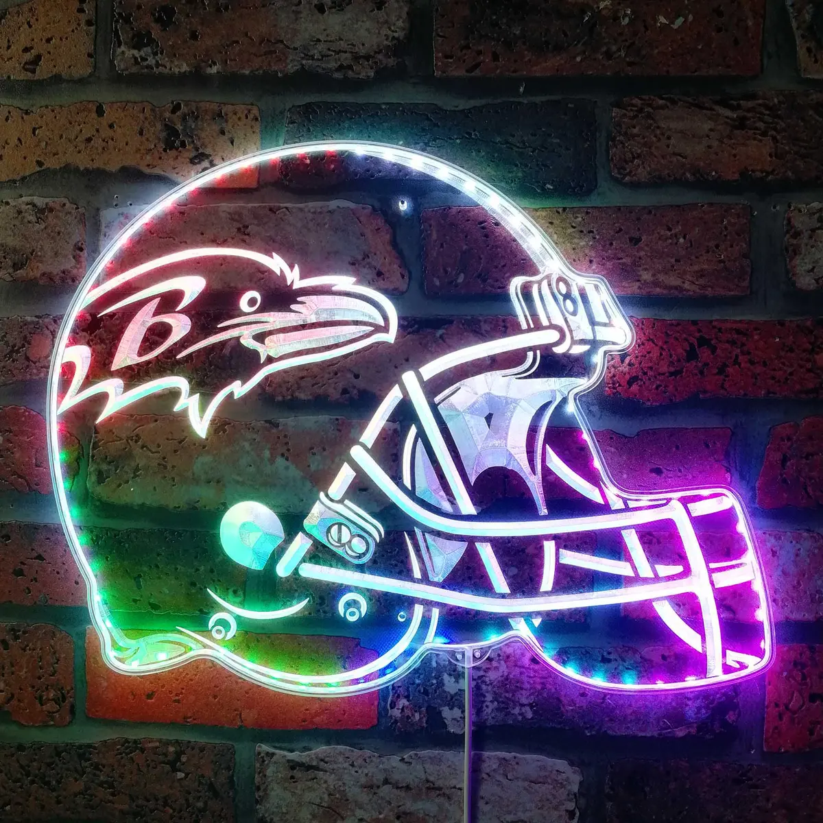 Nfl Helmet Baltimore Ravens Neon Led Sign With Dynamic Rgb Colors 1
