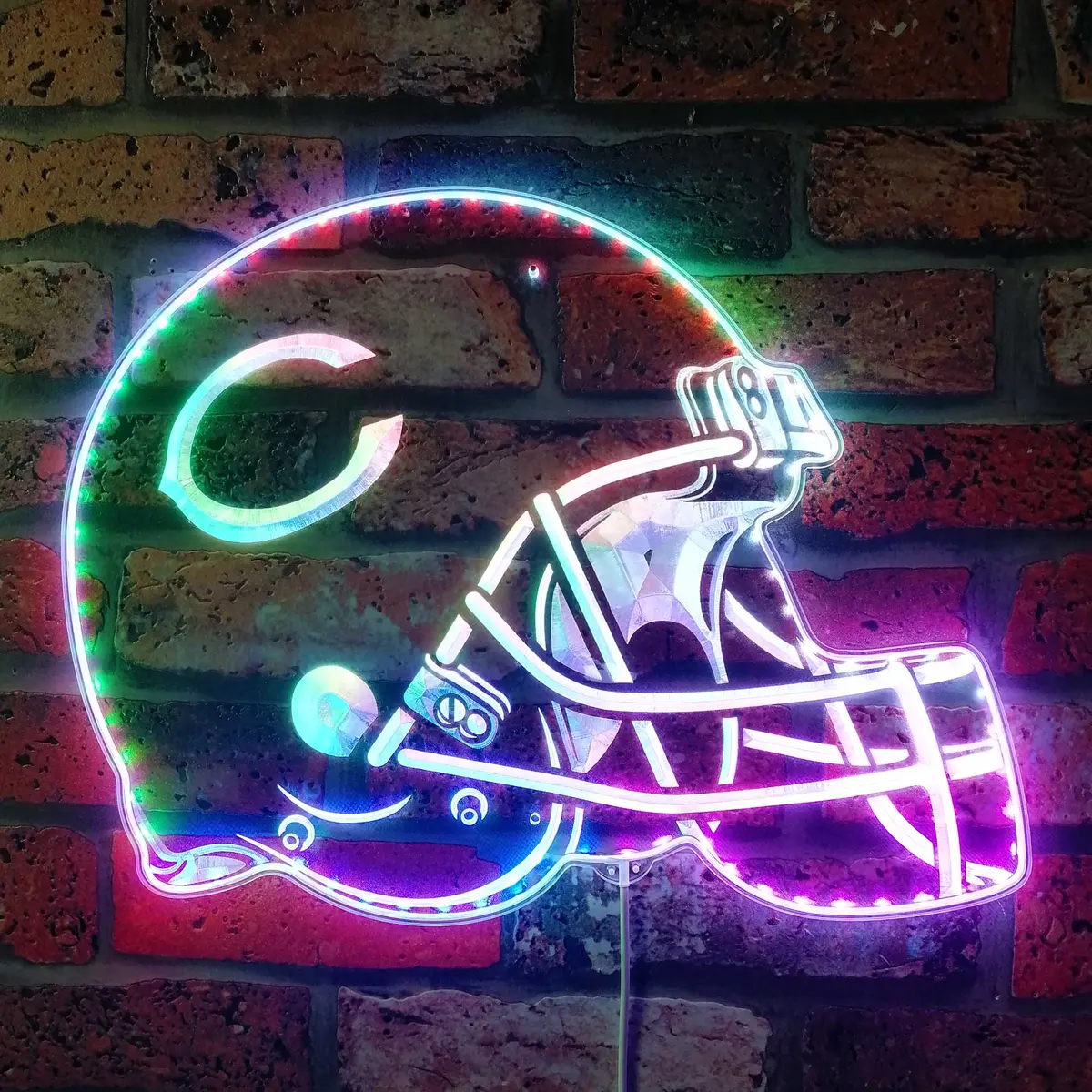 Nfl Helmet Chicago Bears Club Neon Led Sign With Dynamic Rgb Colors 1