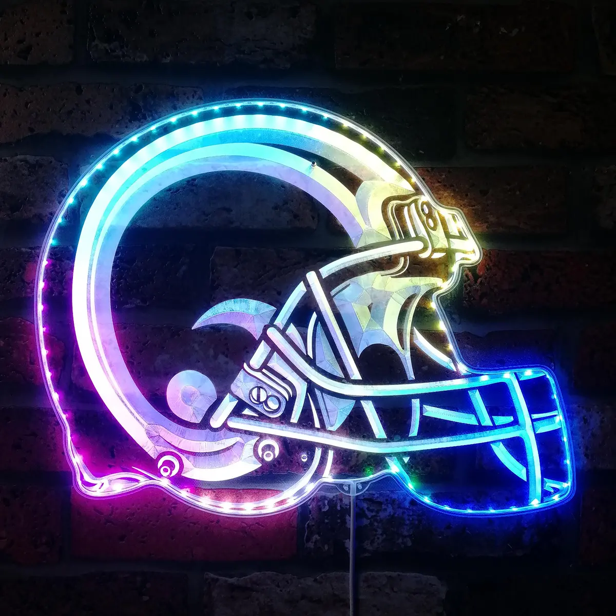 Nfl Helmet St Louis Rams Football Neon Led Sign With Dynamic Rgb Colors 1