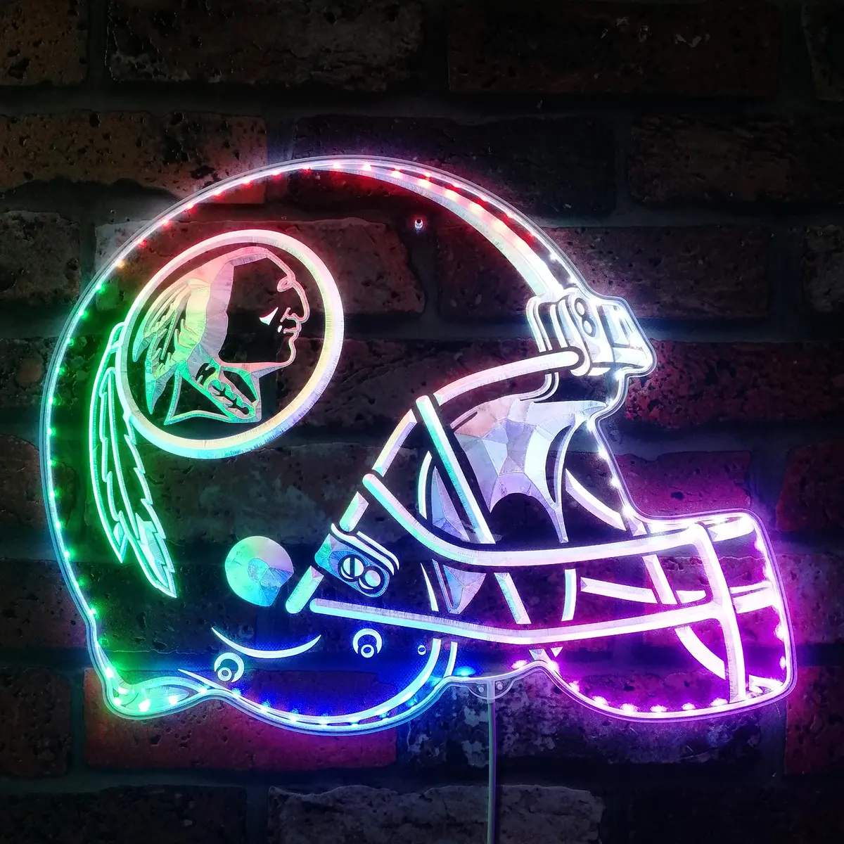 Nfl Helmet Washington Neon Led Sign With Dynamic Rgb Colors 1