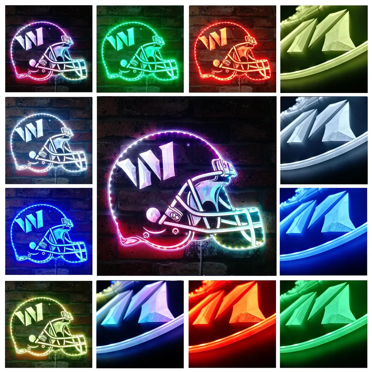 Nfl Washington Commanders Helmet Neon Led Sign With Dynamic Rgb Colors 2