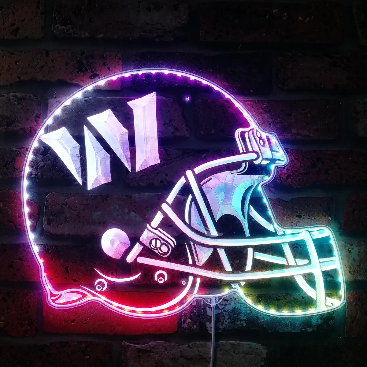 Nfl Washington Commanders Helmet Neon Led Sign With Dynamic Rgb Colors 1
