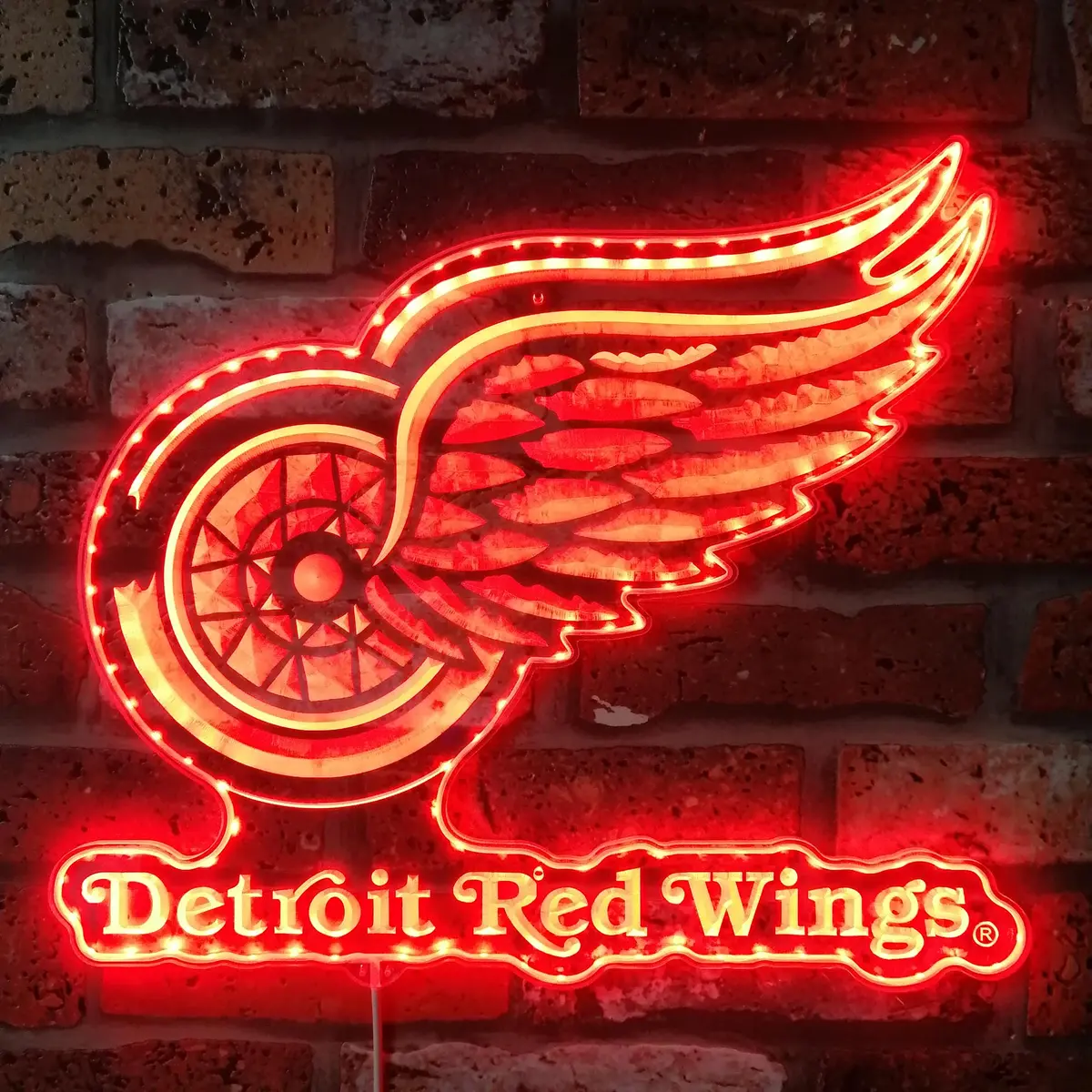 Detroit Red Wings Neon Led Sign With Dynamic Rgb Colors 1