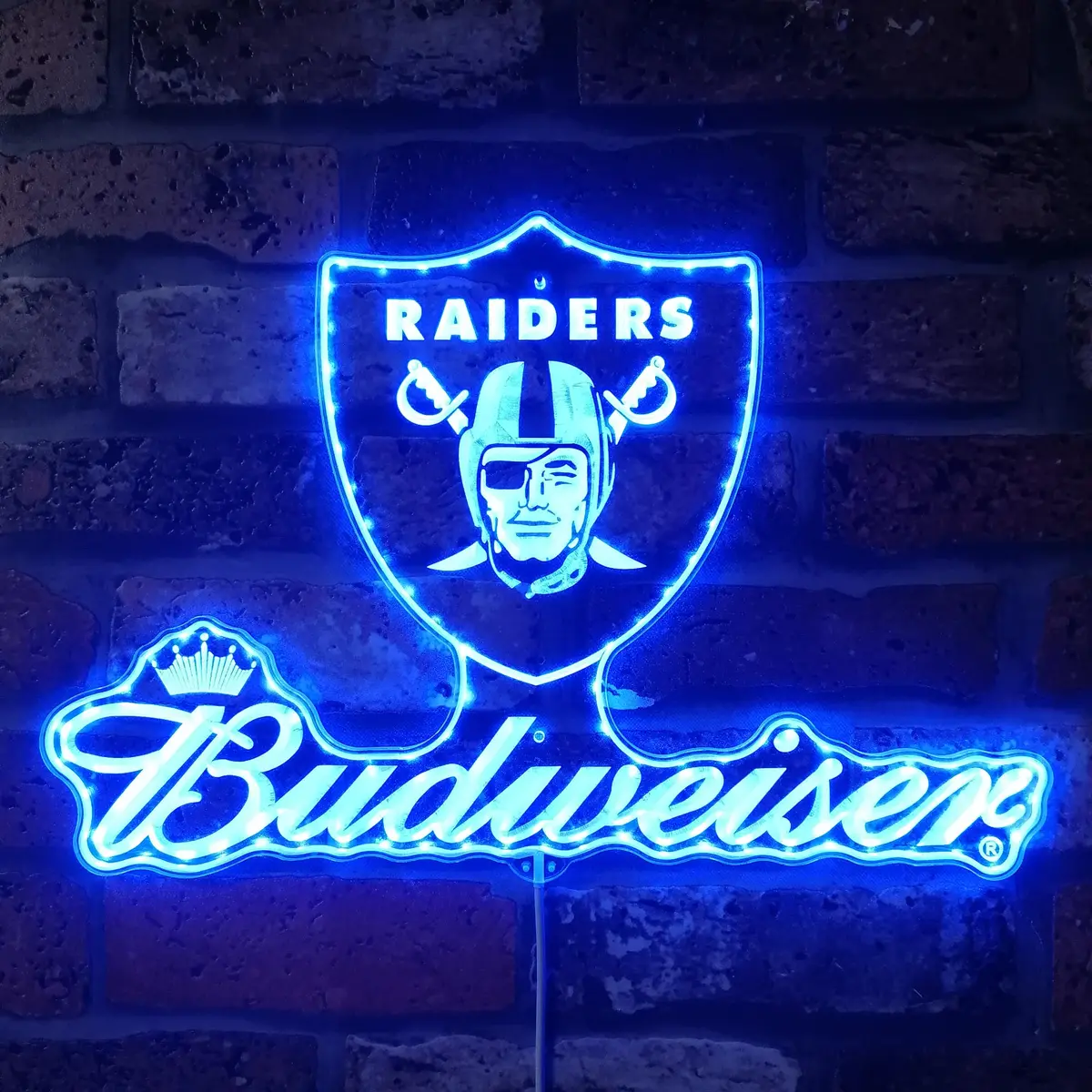 Las Vegas Raiders Budweiser Neon Led Sign With Dynamic Rgb Colors 4