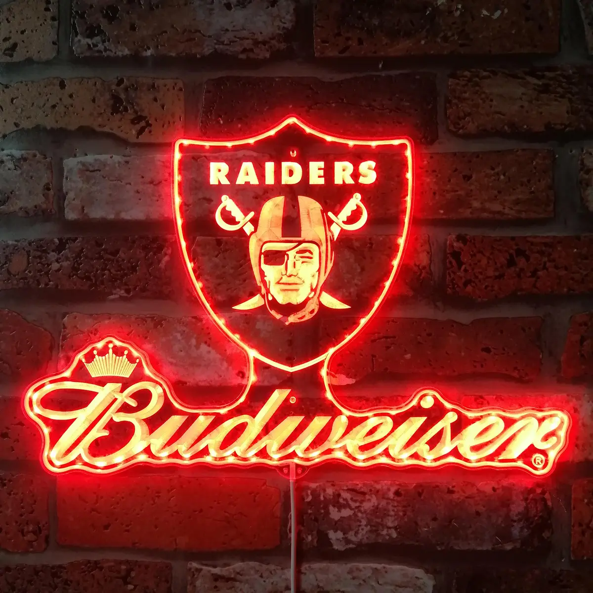 Las Vegas Raiders Budweiser Neon Led Sign With Dynamic Rgb Colors 3
