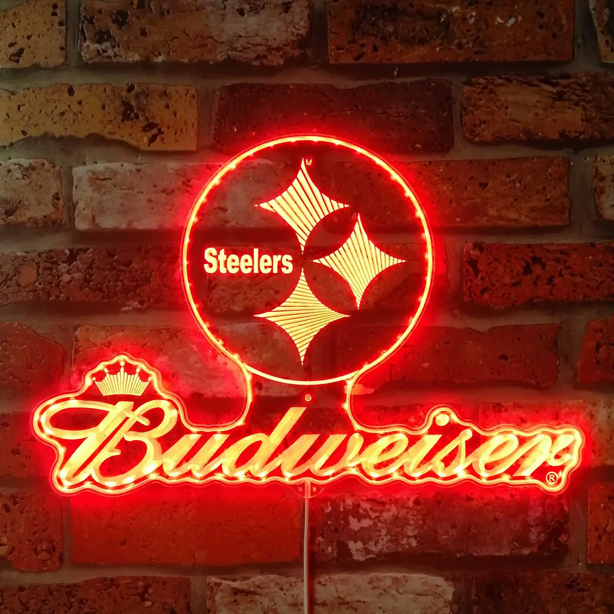Steelers Buderweisers Neon Led Sign With Dynamic Rgb Colors 3