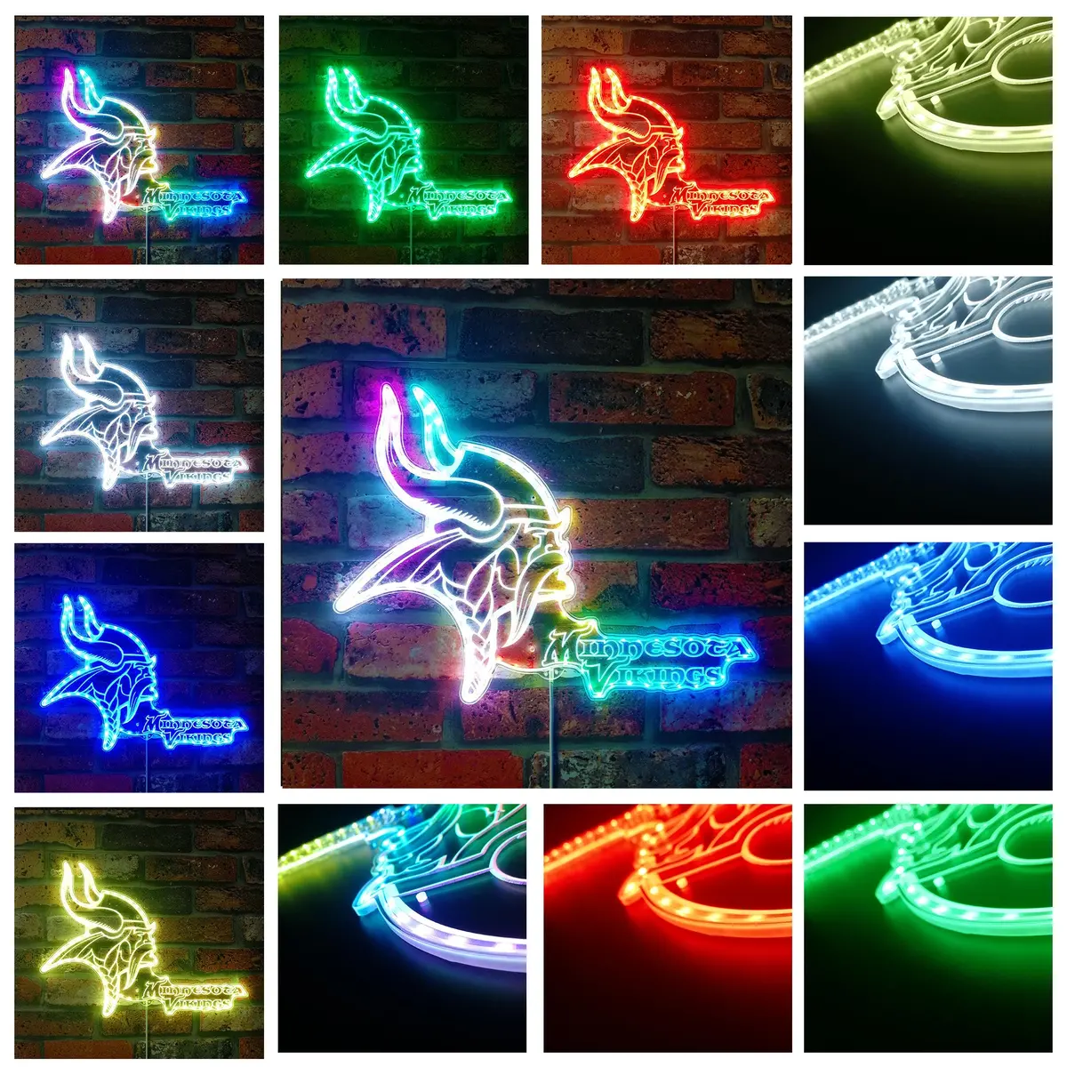 Minnesota Vikings Neon Led Sign With Dynamic Rgb Colors 2