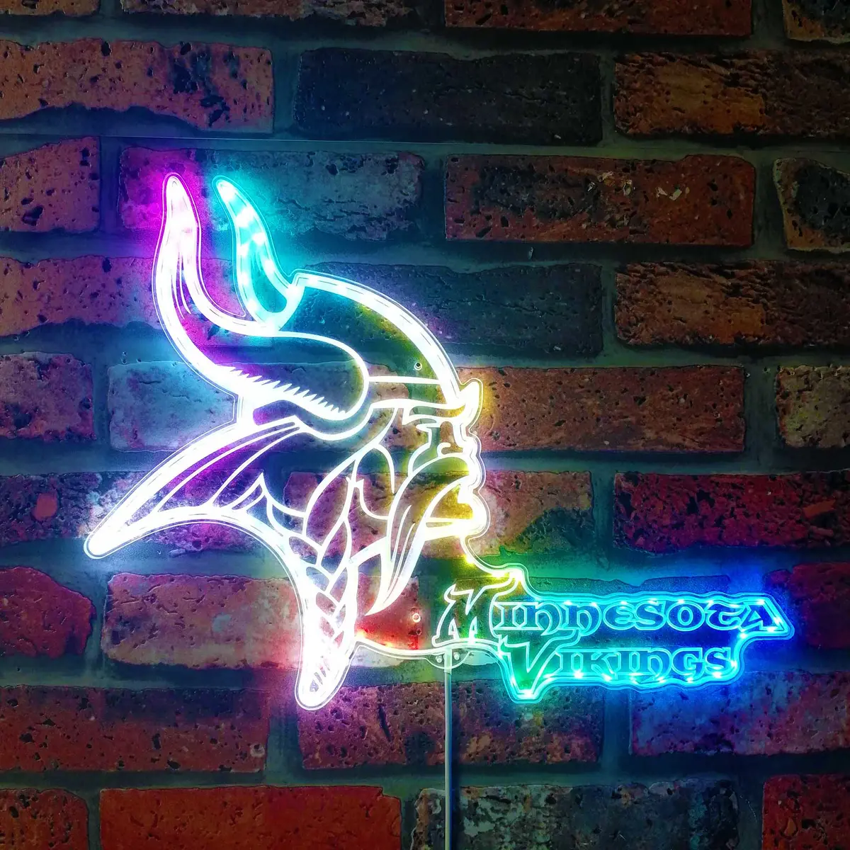 Minnesota Vikings Neon Led Sign With Dynamic Rgb Colors 3