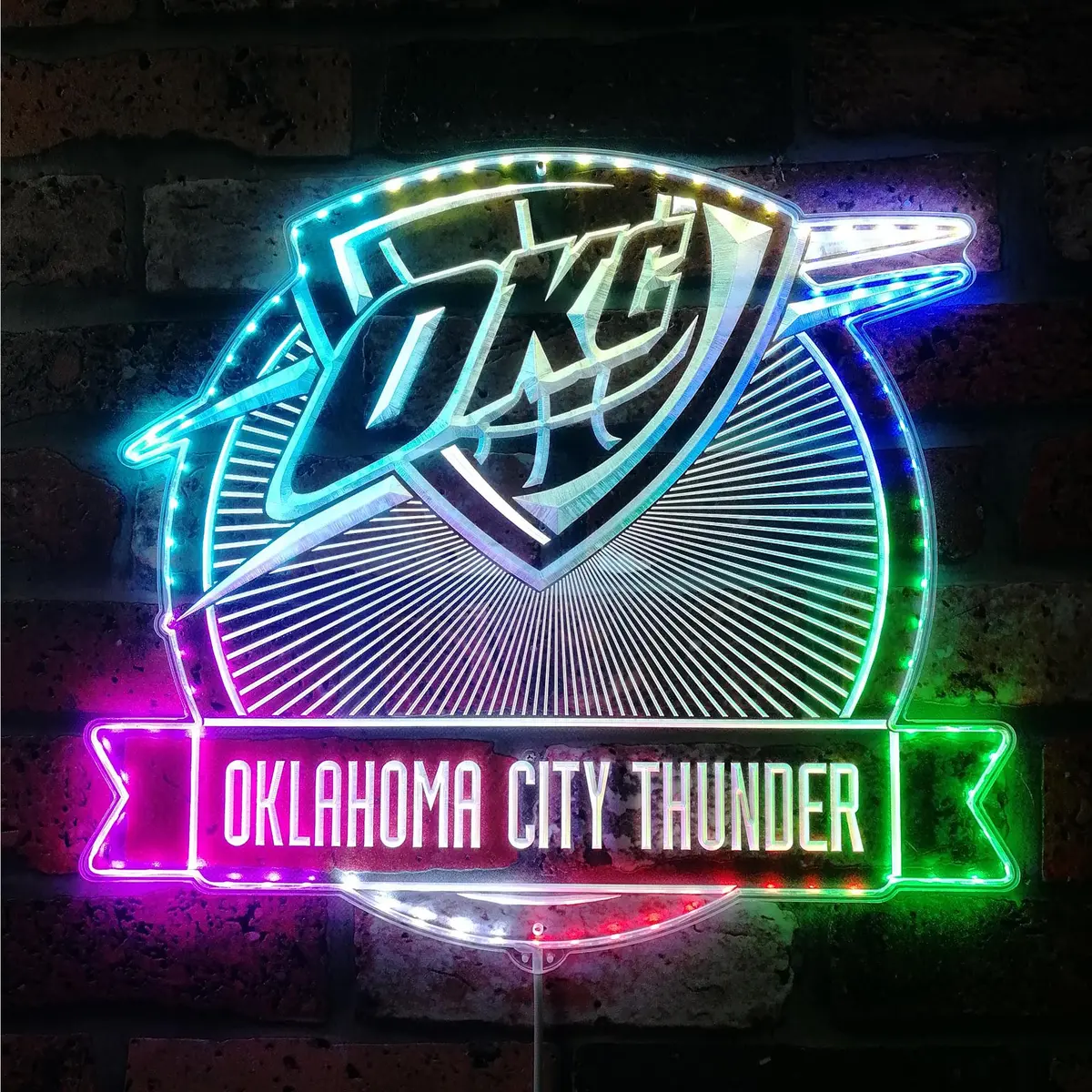 Oklahoma City Thunder Neon Led Sign With Dynamic Rgb Colors 1