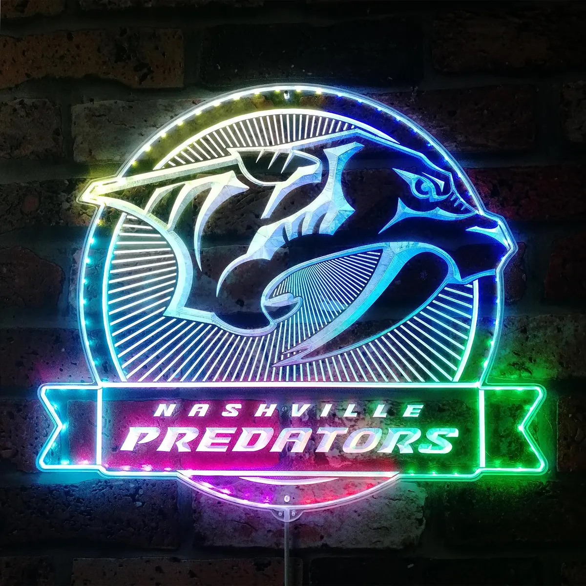 Nashville Predators Neon Led Sign With Dynamic Rgb Colors 1