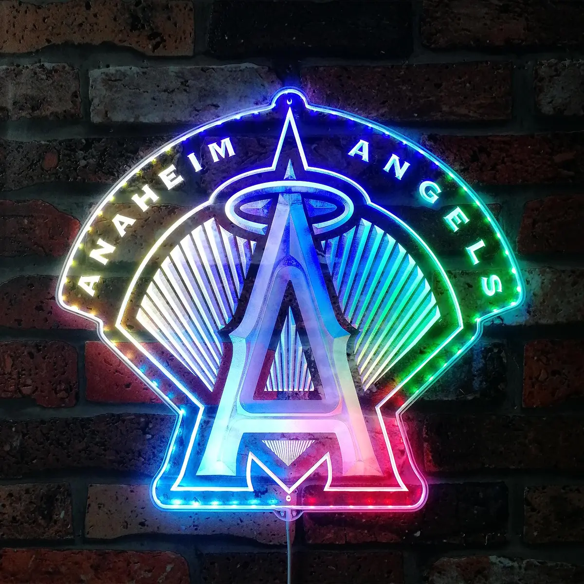 Anaheim Angels (La) Halo Logo Neon Led Sign With Dynamic Rgb Colors 1