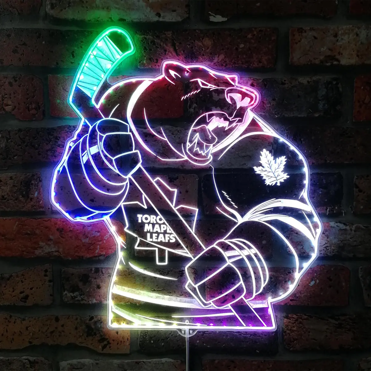 Toronto Maple Leafs Mascot Neon Led Sign With Dynamic Rgb Colors 1