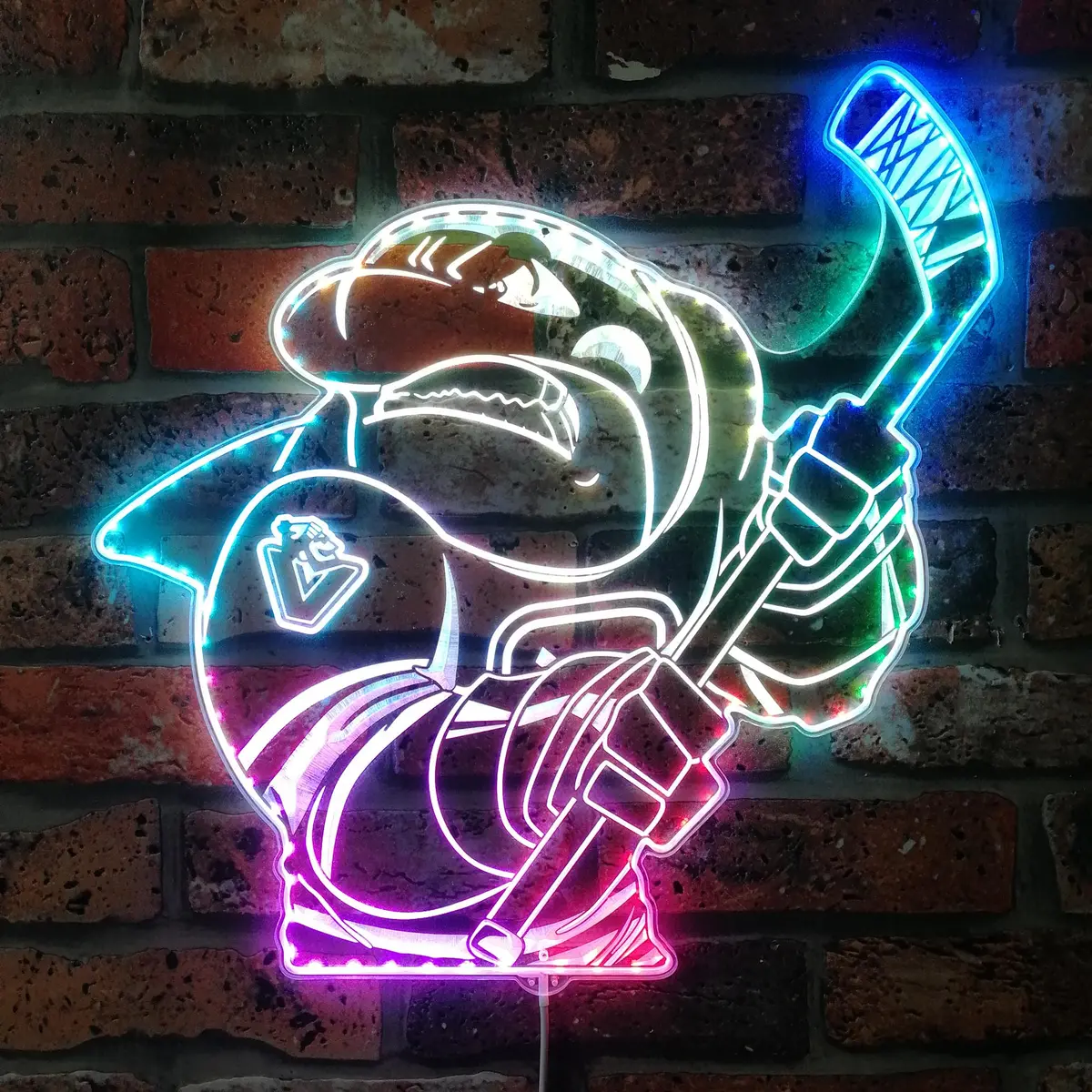 Vancouver Canucks Mascot Neon Led Sign With Dynamic Rgb Colors 1