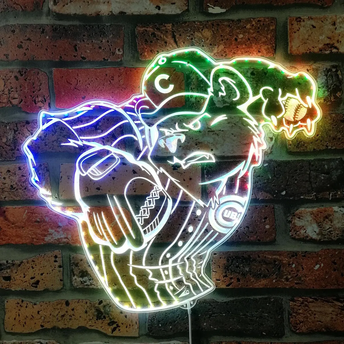 Chicago Cubs Mascot Neon Led Sign With Dynamic Rgb Colors 1