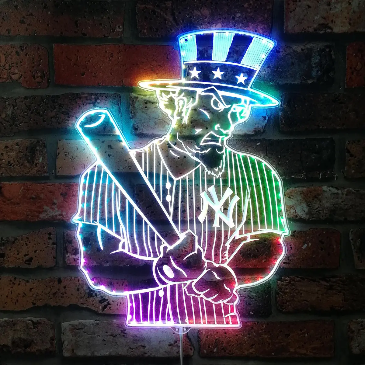 New York Yankees Mascot Neon Led Sign With Dynamic Rgb Colors 1