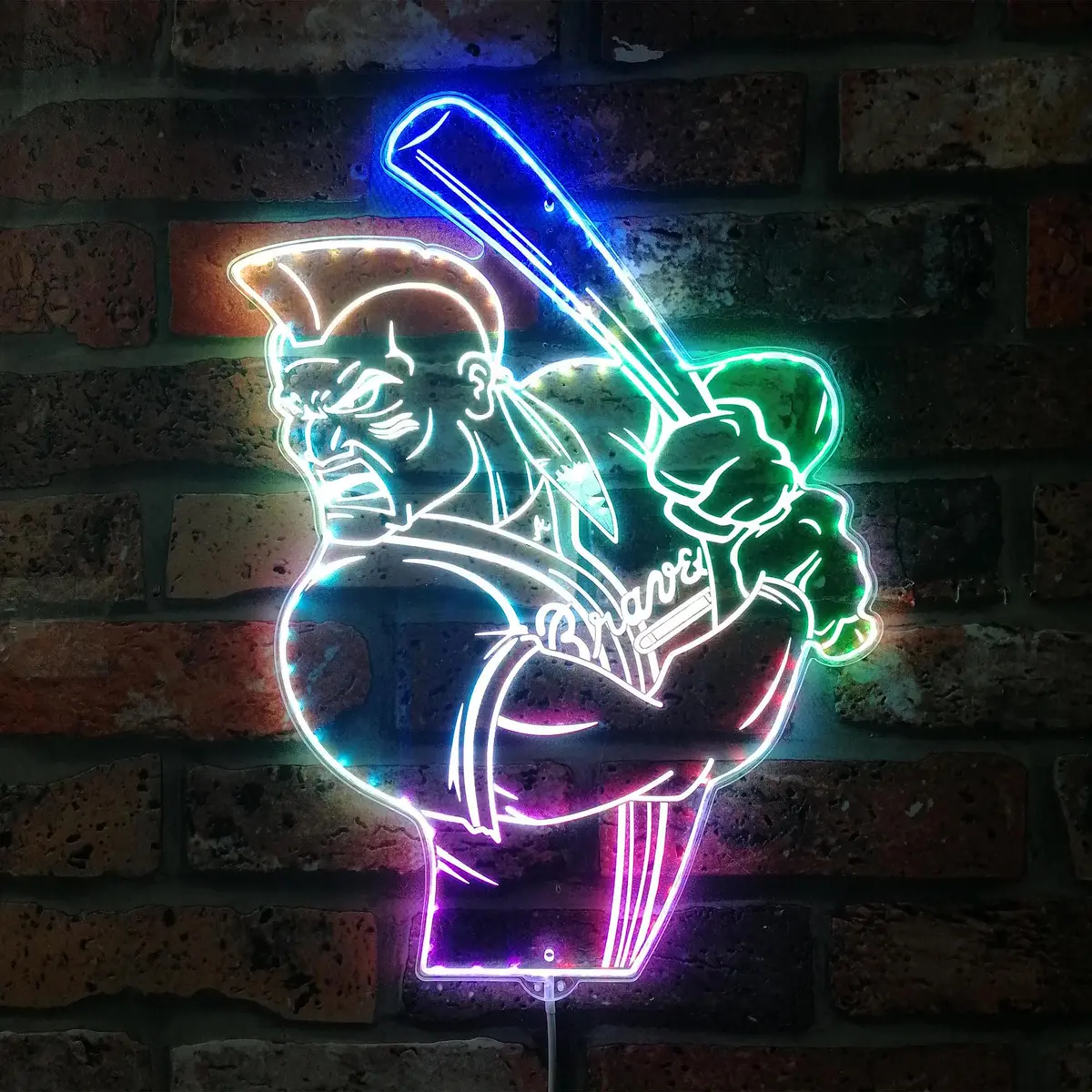 Atlanta Braves Baseball Neon Led Sign With Dynamic Rgb Colors 1