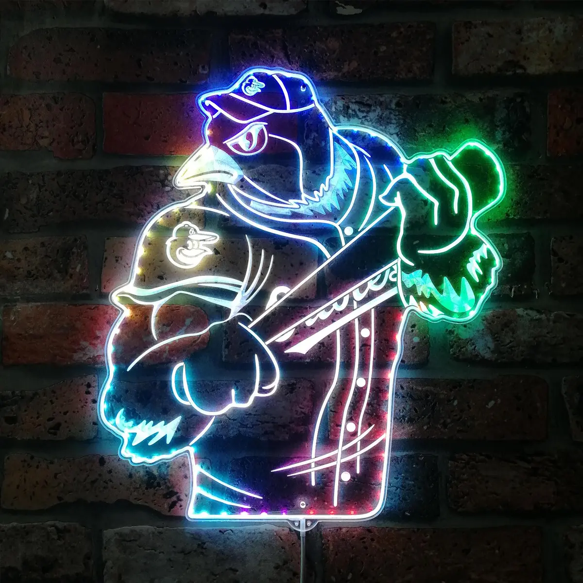 Baltimore Orioles Baseball Neon Led Sign With Dynamic Rgb Colors 1