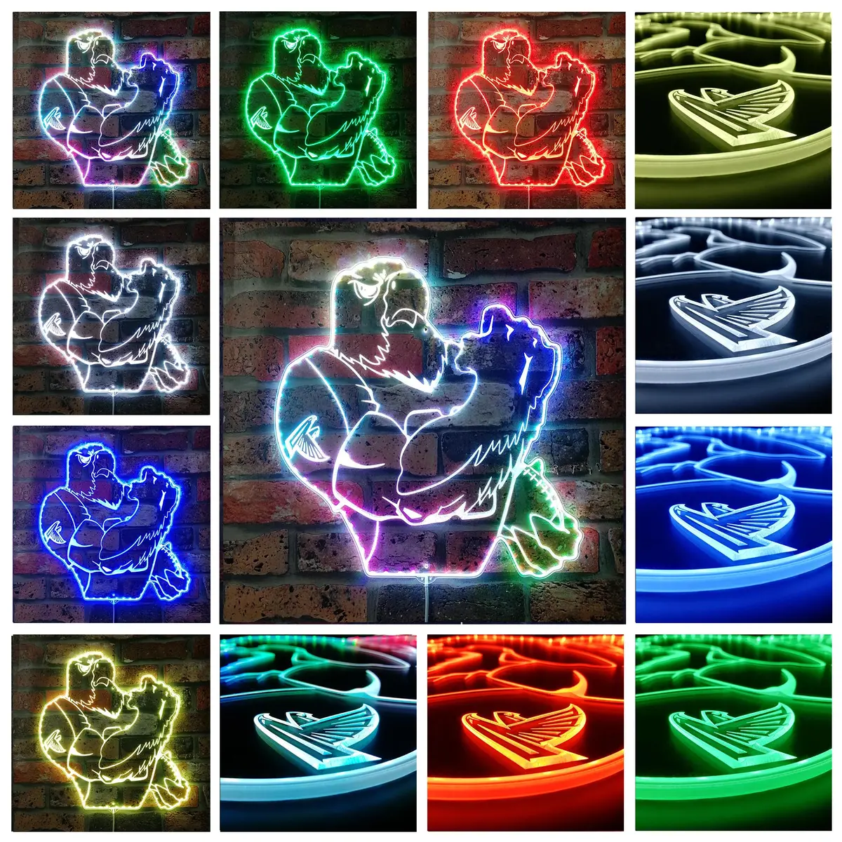 Atlantic Falcons Nfl Neon Led Sign With Dynamic Rgb Colors 2
