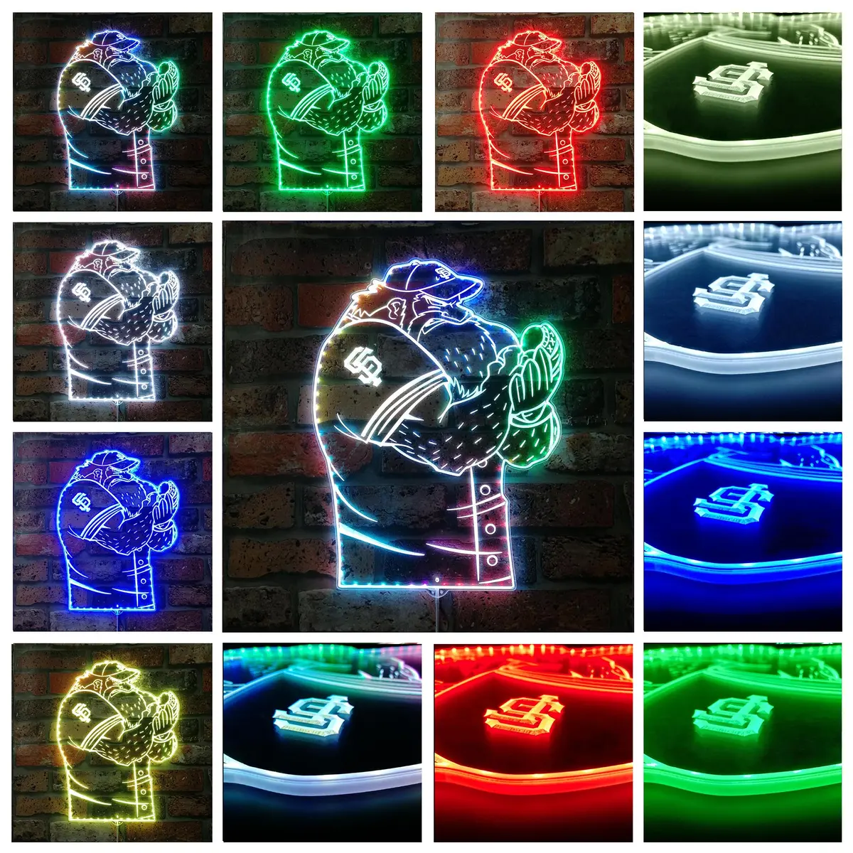 San Francisco Giants Baseball Neon Led Sign With Dynamic Rgb Colors 2
