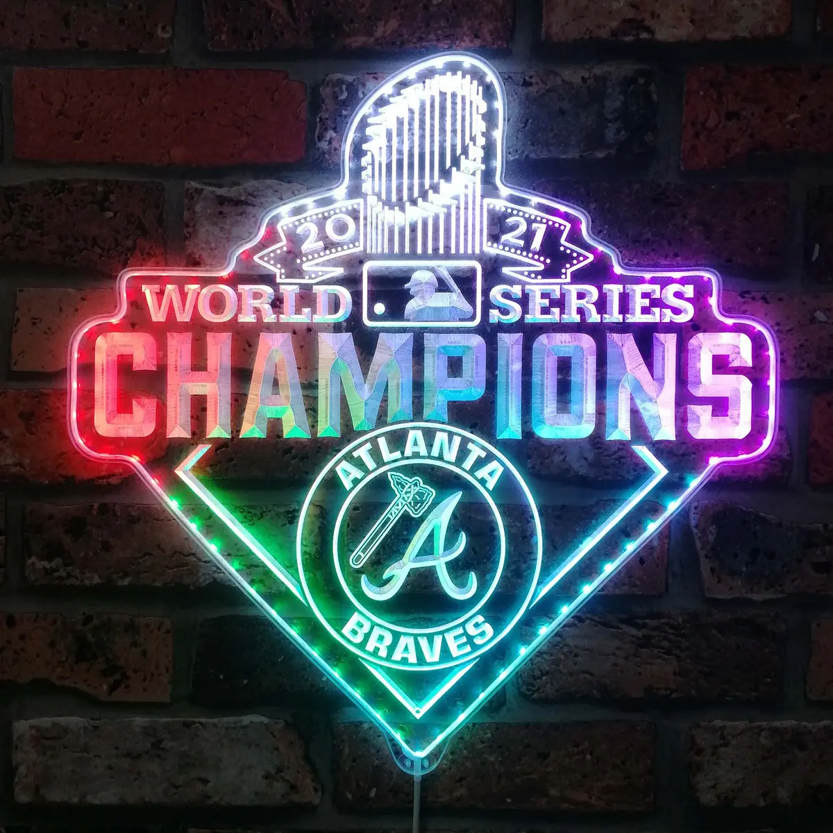 Atlanta Braves 2021 World Champions Neon Led Sign With Dynamic Rgb Colors 1