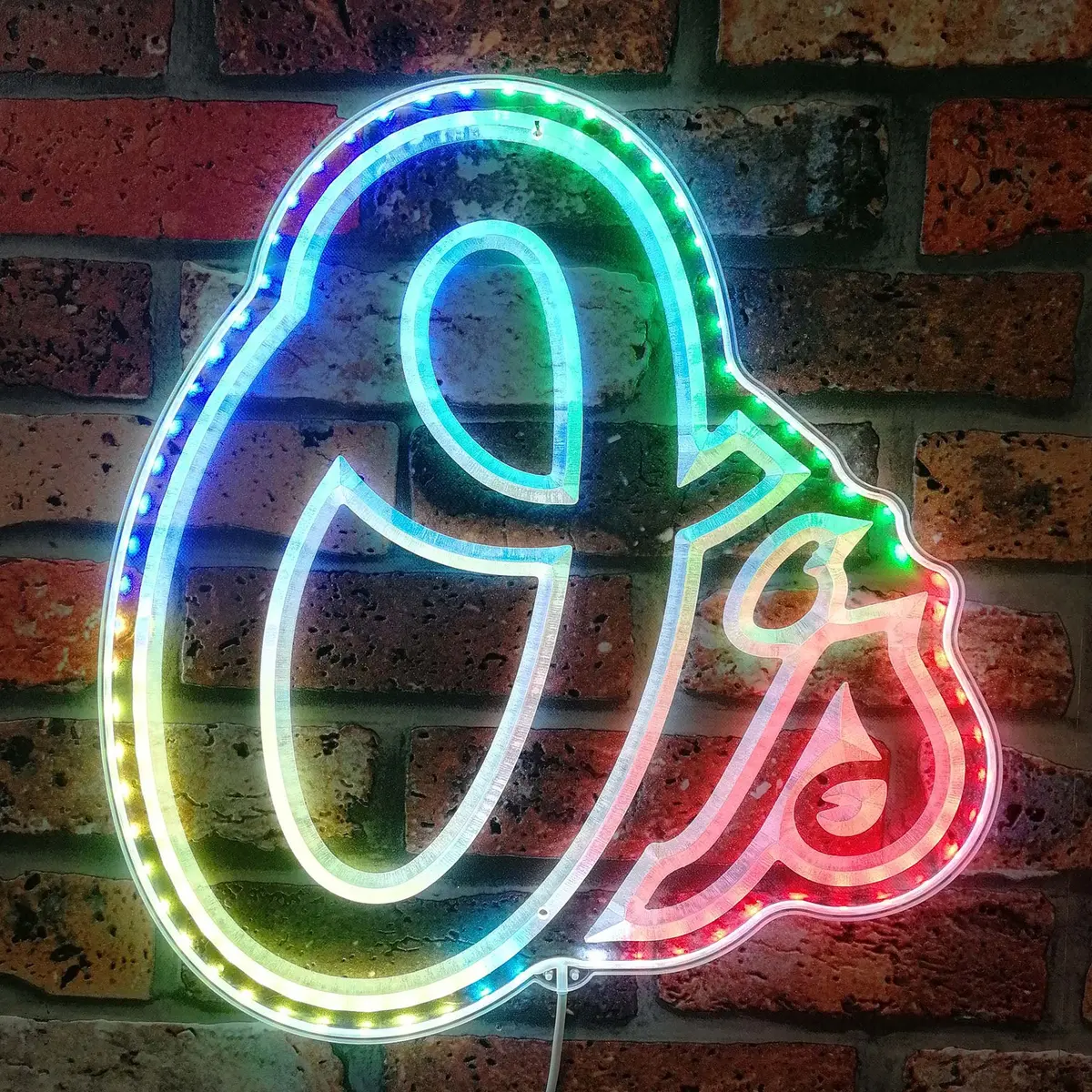 Baltimore Orioles Signature O Letter Neon Led Sign With Dynamic Rgb Colors 1